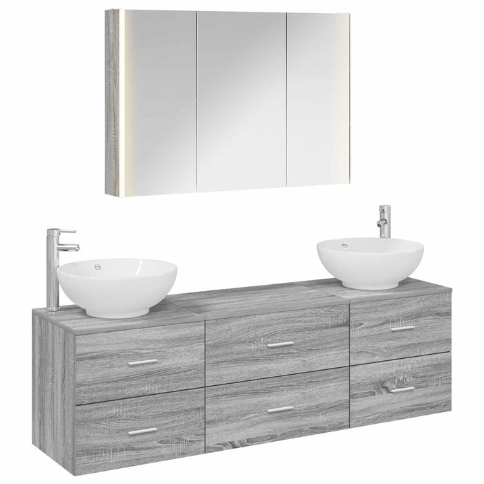 Set de mobilier pentru baie 4 pcs Sonoma gri WALTI