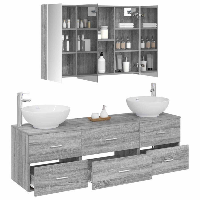 Set de mobilier pentru baie 4 pcs Sonoma gri WALTI
