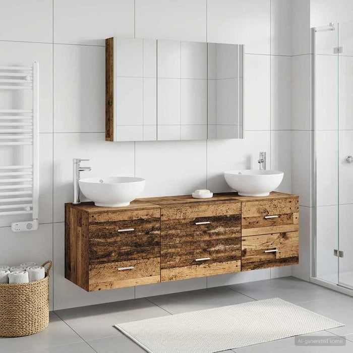 Set de mobilier pentru baie 4 pcs Lemn vechi WALTI
