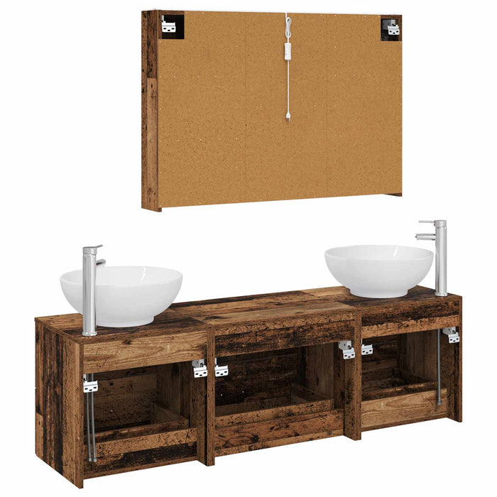 Set de mobilier pentru baie 4 pcs Lemn vechi WALTI