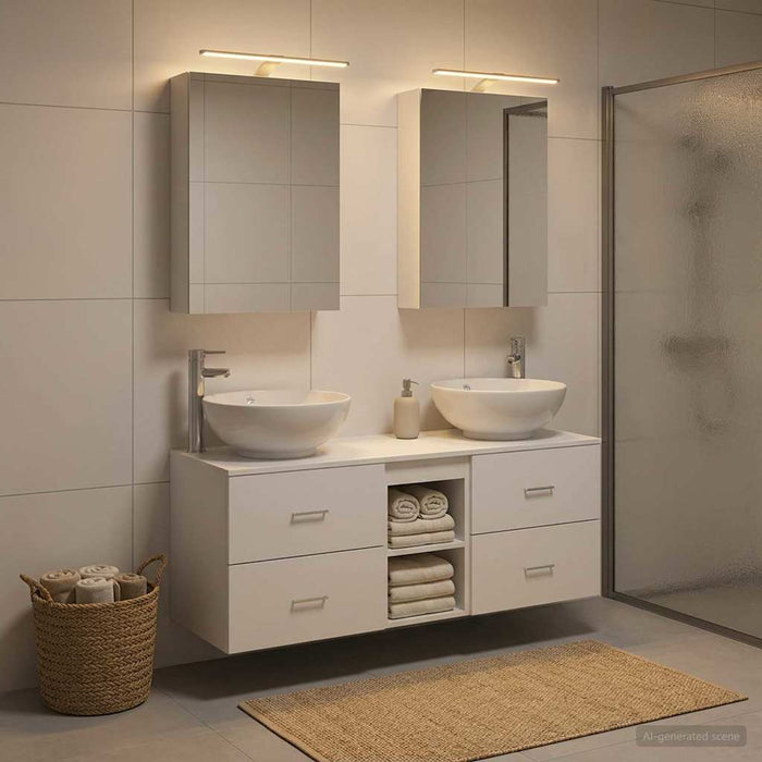 Set de mobilier pentru baie 5 buc. Alb Lemn prelucrat și sticlă WALTI