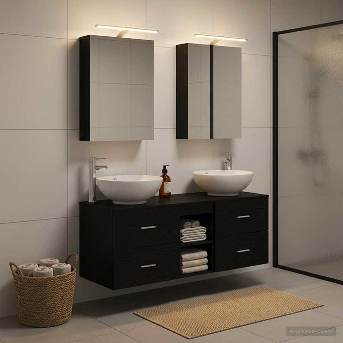 Set de mobilier pentru baie 5 buc. Stejar Negru - WALTI WALTI