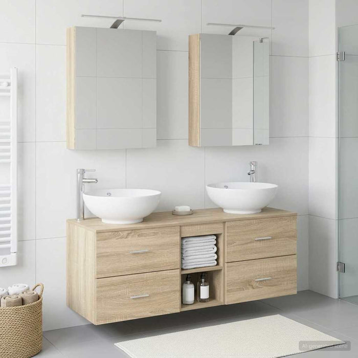Set de mobilier pentru baie 5 pcs Stejar Sonoma WALTI