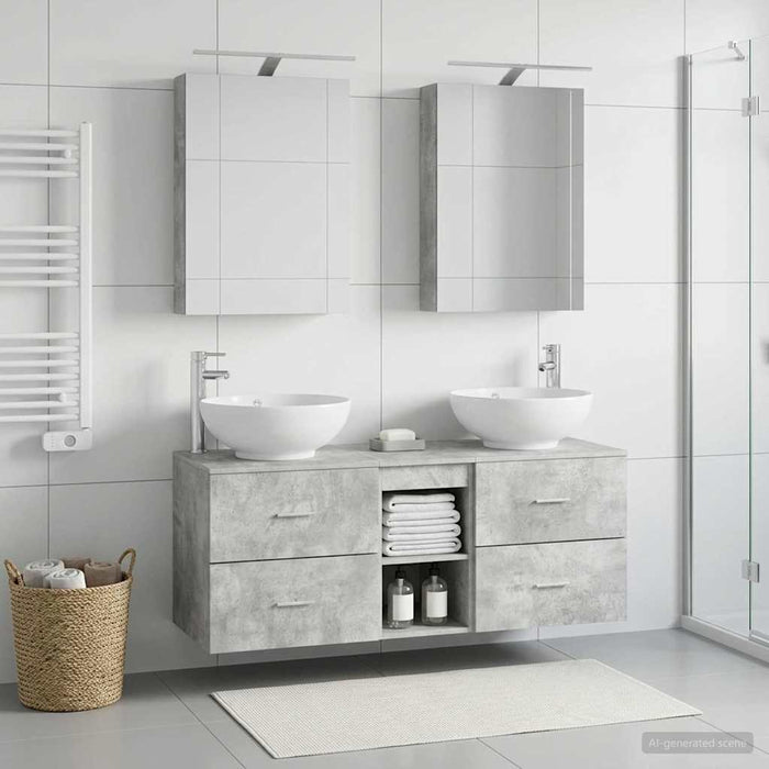 Set de mobilier pentru baie 5 pcs Gri Beton WALTI