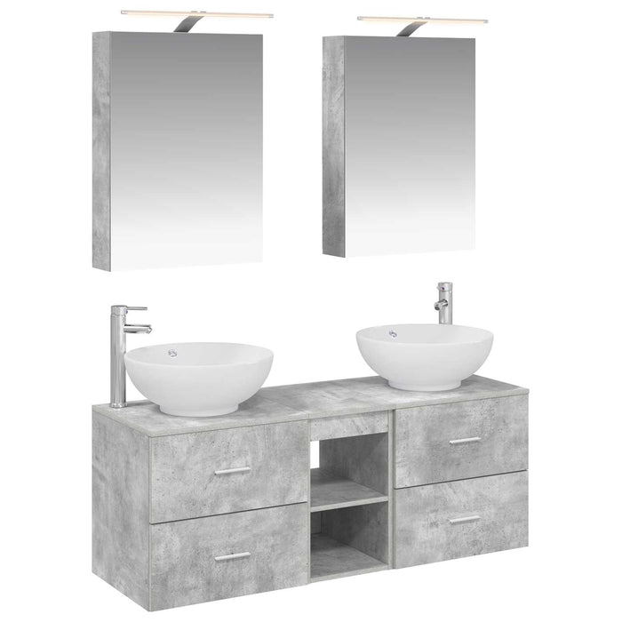 Set de mobilier pentru baie 5 pcs Gri Beton WALTI