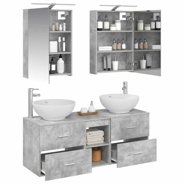 Set de mobilier pentru baie 5 pcs Gri Beton WALTI