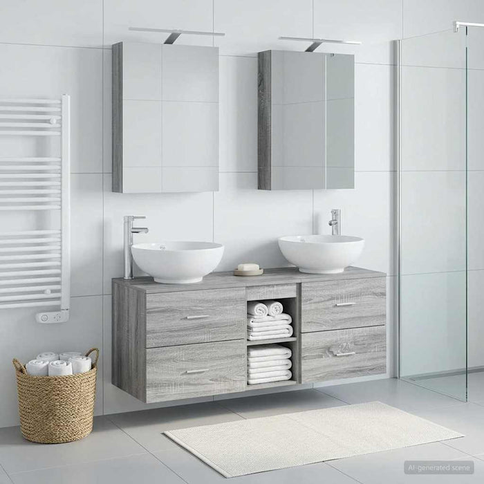 Set de mobilier pentru baie 5 buc. Sonoma gri - WALTI WALTI