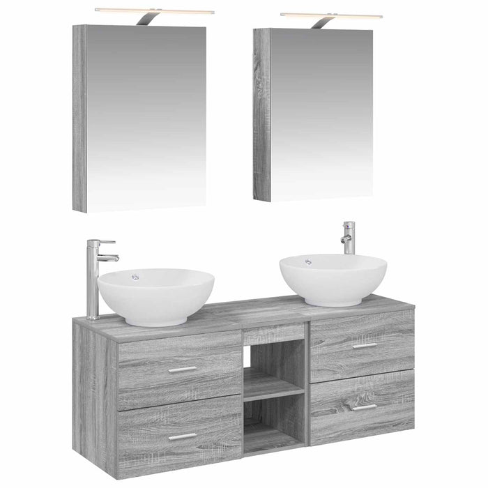 Set de mobilier pentru baie 5 pcs Sonoma gri WALTI