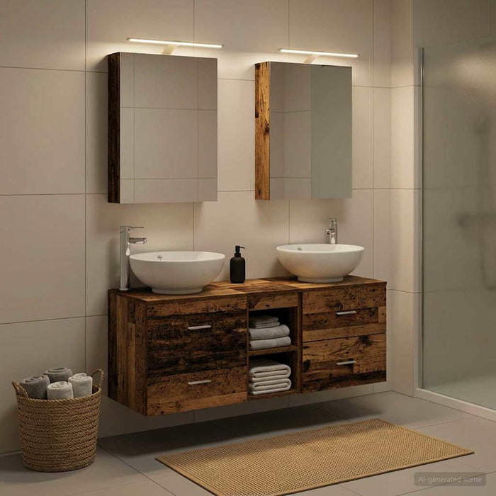 Set de mobilier pentru baie 5 buc. Lemn vechi - WALTI WALTI