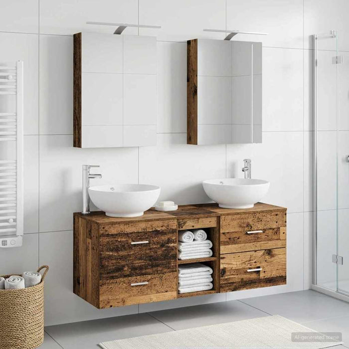 Set de mobilier pentru baie 5 buc. Lemn vechi - WALTI WALTI