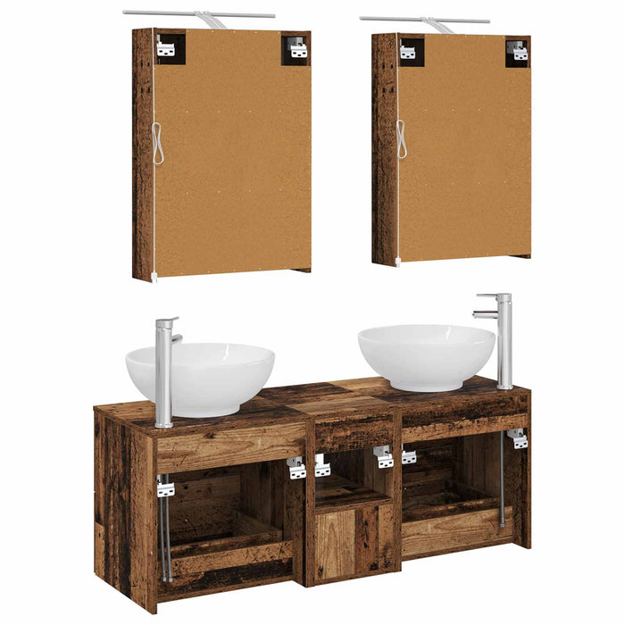 Set de mobilier pentru baie 5 pcs Lemn vechi WALTI