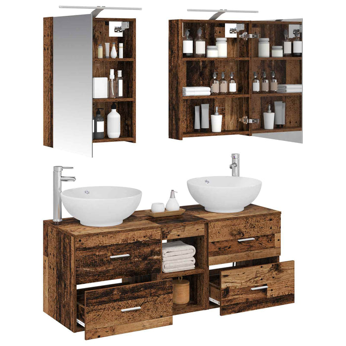 Set de mobilier pentru baie 5 pcs Lemn vechi WALTI
