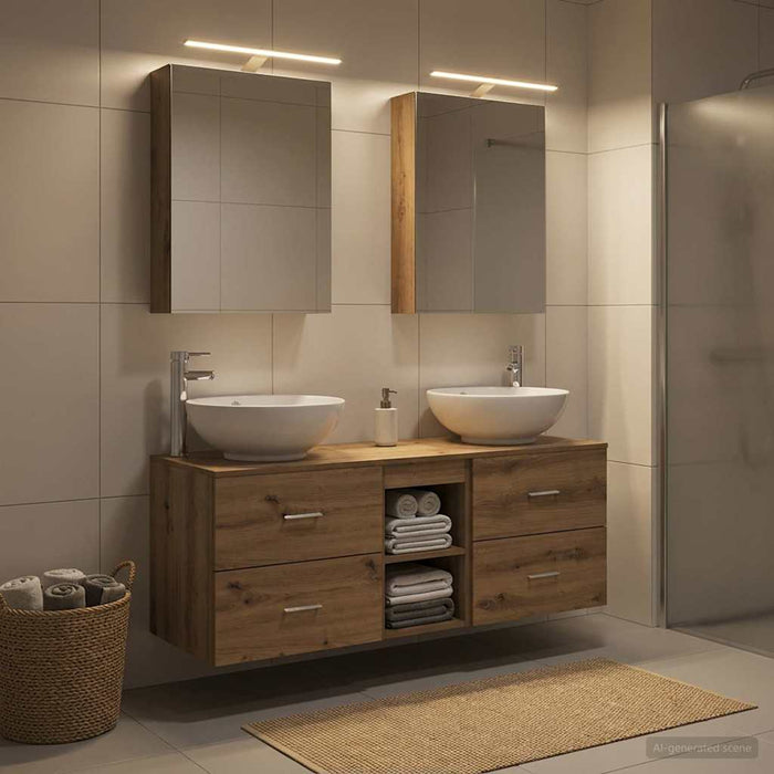 Set de mobilier pentru baie 5 buc. Stejar Artizanal WALTI
