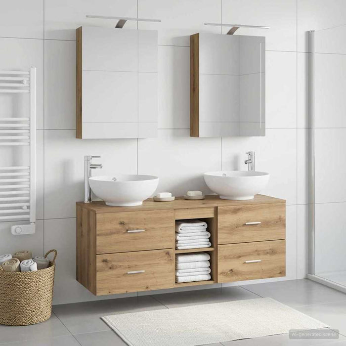 Set de mobilier pentru baie 5 buc. Stejar Artizanal WALTI