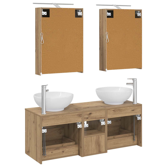 Set de mobilier pentru baie 5 pcs Stejar Artizanal WALTI