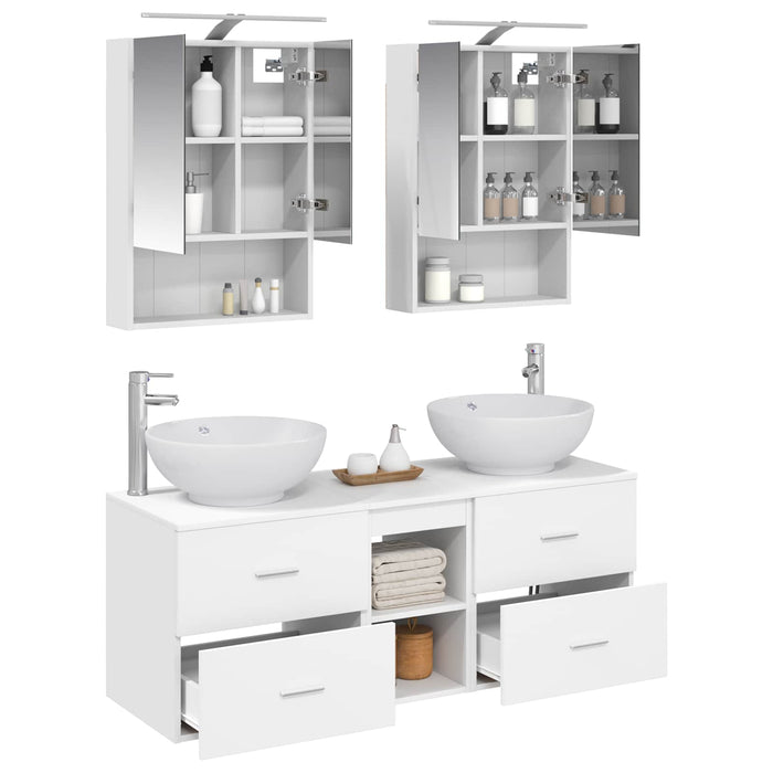 Set de mobilier pentru baie 5 pcs Alb Lemn prelucrat și sticlă WALTI