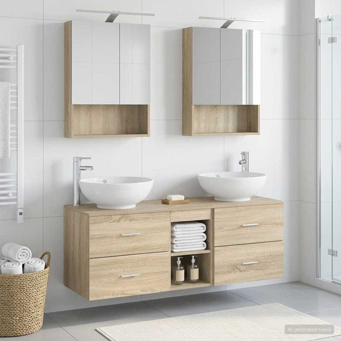 Set de mobilier pentru baie 5 pcs Stejar Sonoma WALTI