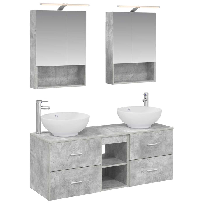 Set de mobilier pentru baie 5 pcs Gri Beton WALTI