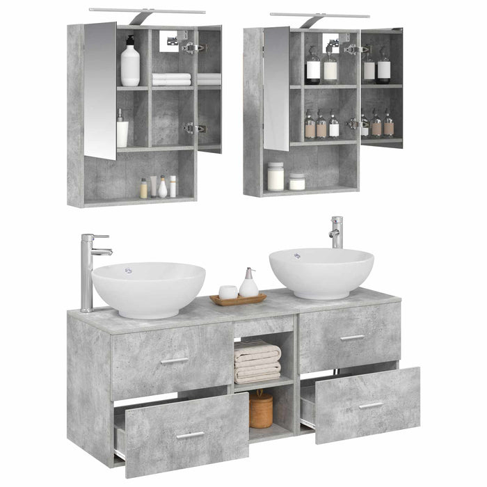 Set de mobilier pentru baie 5 pcs Gri Beton WALTI