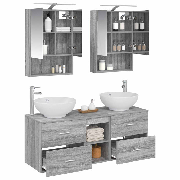 Set de mobilier pentru baie 5 pcs Sonoma gri WALTI