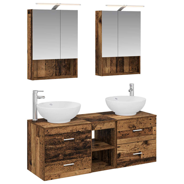 Set de mobilier pentru baie 5 pcs Lemn vechi WALTI