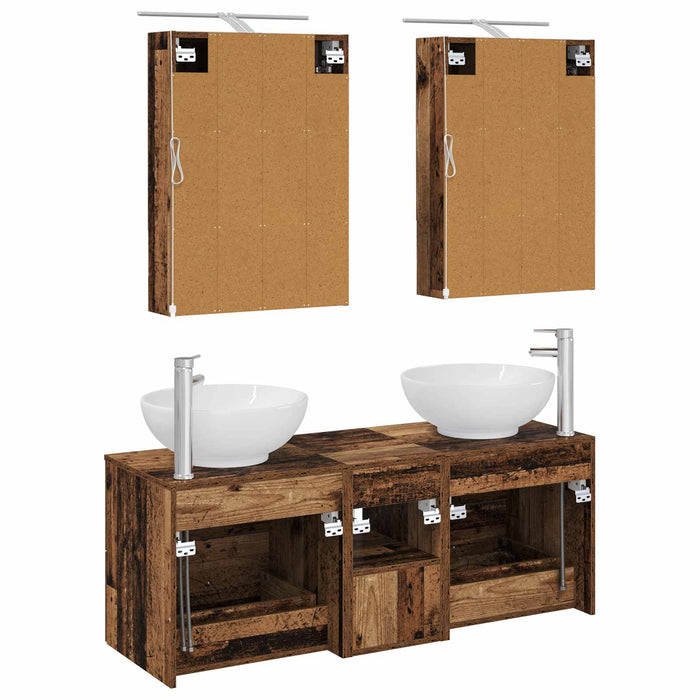 Set de mobilier pentru baie 5 pcs Lemn vechi WALTI