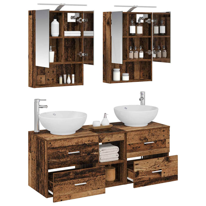 Set de mobilier pentru baie 5 pcs Lemn vechi WALTI