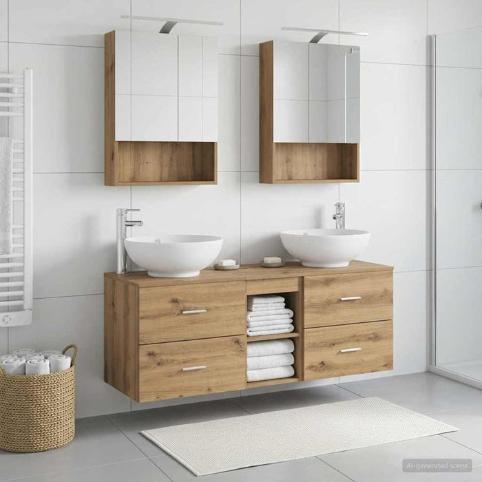 Set de mobilier pentru baie 5 buc. Stejar Artizanal WALTI