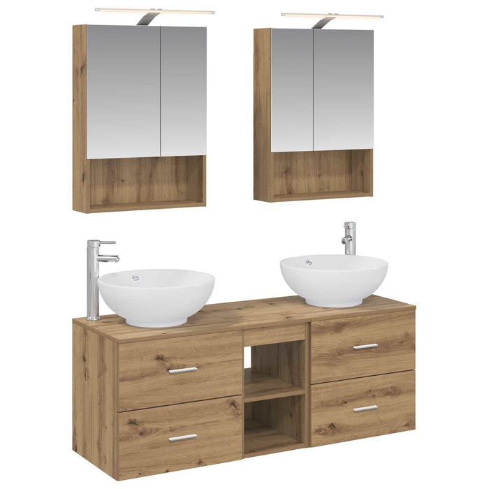Set de mobilier pentru baie 5 pcs Stejar Artizanal WALTI