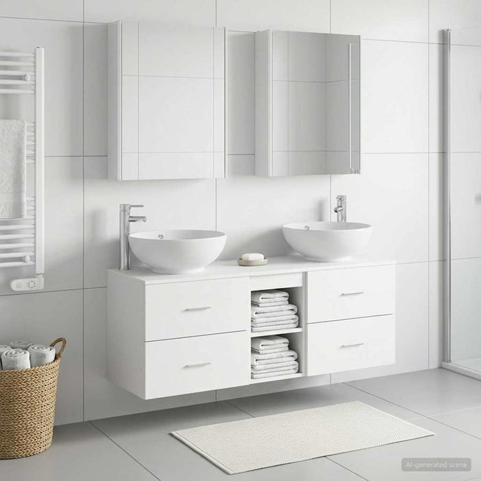 Set de mobilier pentru baie 5 buc. Alb Lemn prelucrat și sticlă WALTI