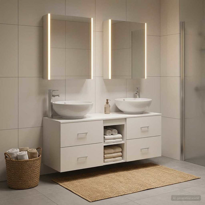 Set de mobilier pentru baie 5 buc. Alb Lemn prelucrat și sticlă WALTI