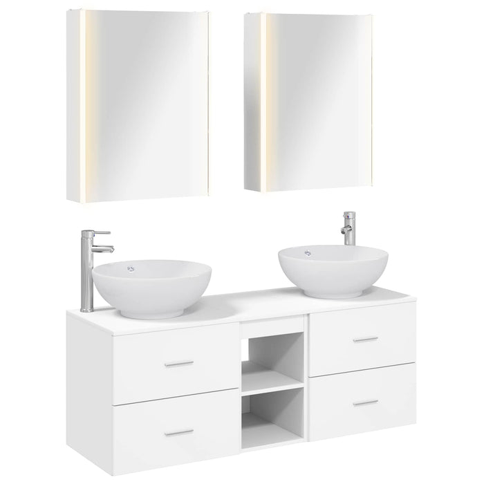 Set de mobilier pentru baie 5 pcs Alb Lemn prelucrat și sticlă WALTI