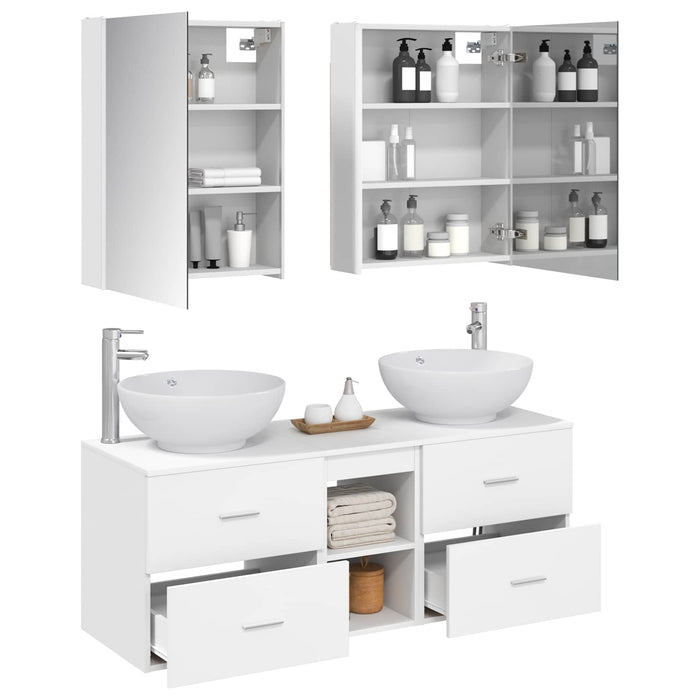 Set de mobilier pentru baie 5 pcs Alb Lemn prelucrat și sticlă WALTI