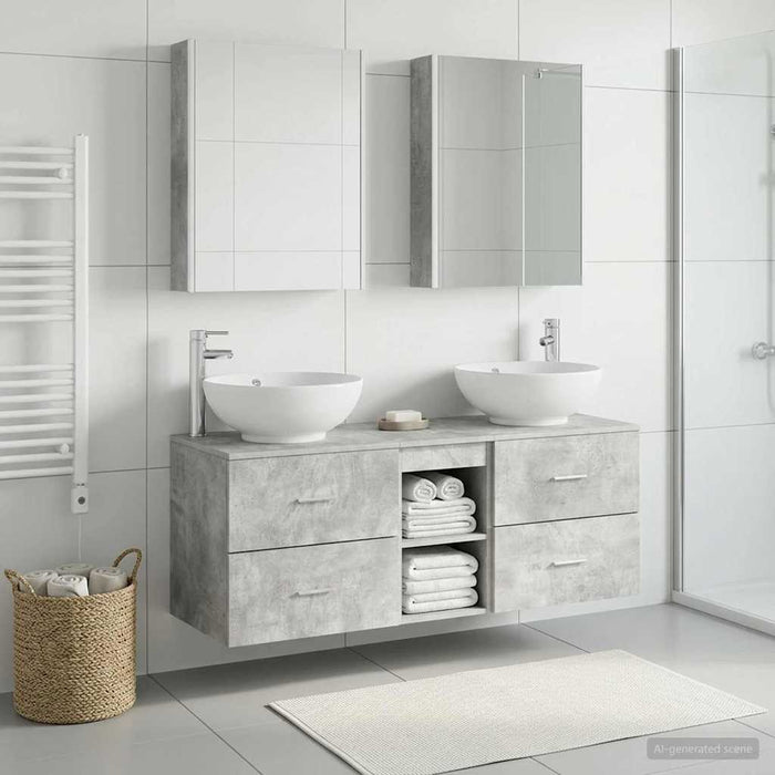 Set de mobilier pentru baie 5 buc. Gri Beton WALTI
