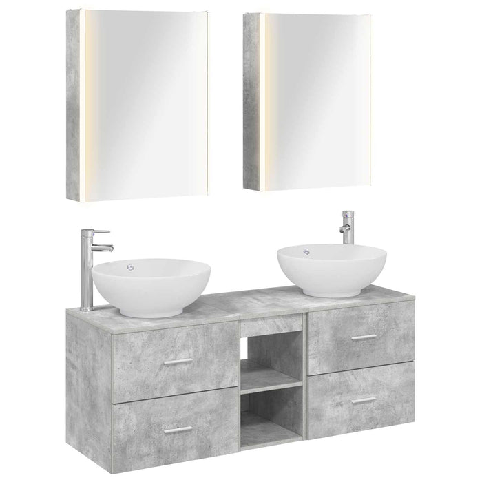 Set de mobilier pentru baie 5 pcs Gri Beton WALTI