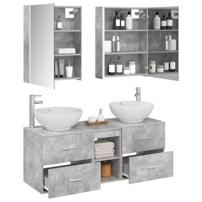 Set de mobilier pentru baie 5 pcs Gri Beton WALTI