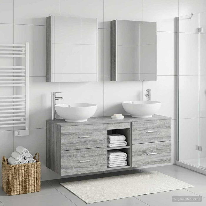 Set de mobilier pentru baie 5 buc. Sonoma gri WALTI