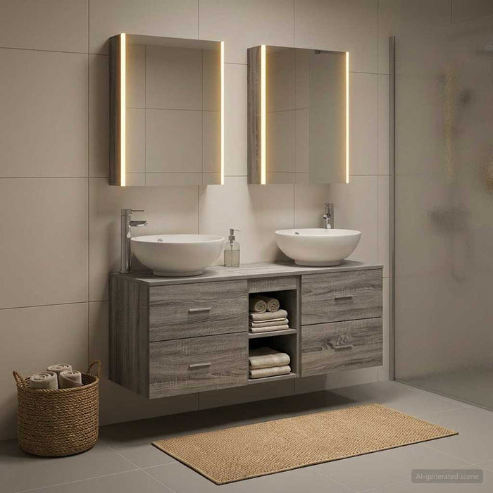 Set de mobilier pentru baie 5 buc. Sonoma gri WALTI