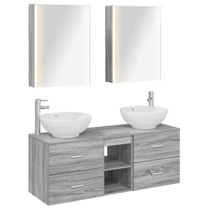 Set de mobilier pentru baie 5 pcs Sonoma gri WALTI