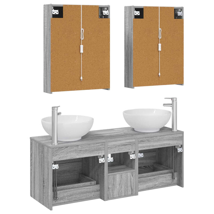 Set de mobilier pentru baie 5 pcs Sonoma gri WALTI
