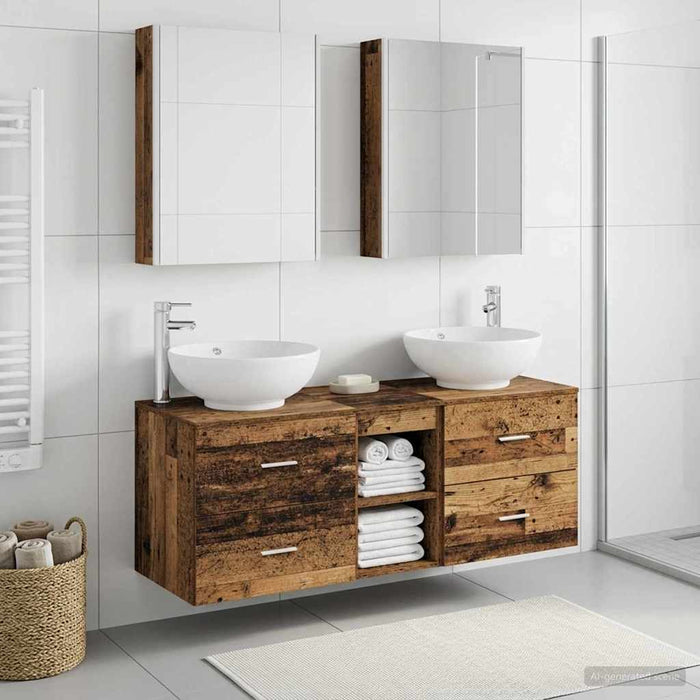 Set de mobilier pentru baie 5 pcs Lemn vechi WALTI