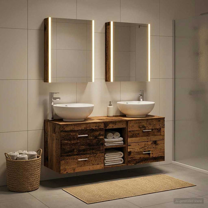 Set de mobilier pentru baie 5 buc. Lemn vechi WALTI