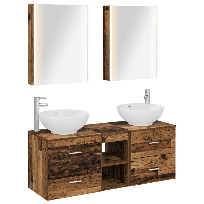 Set de mobilier pentru baie 5 pcs Lemn vechi WALTI