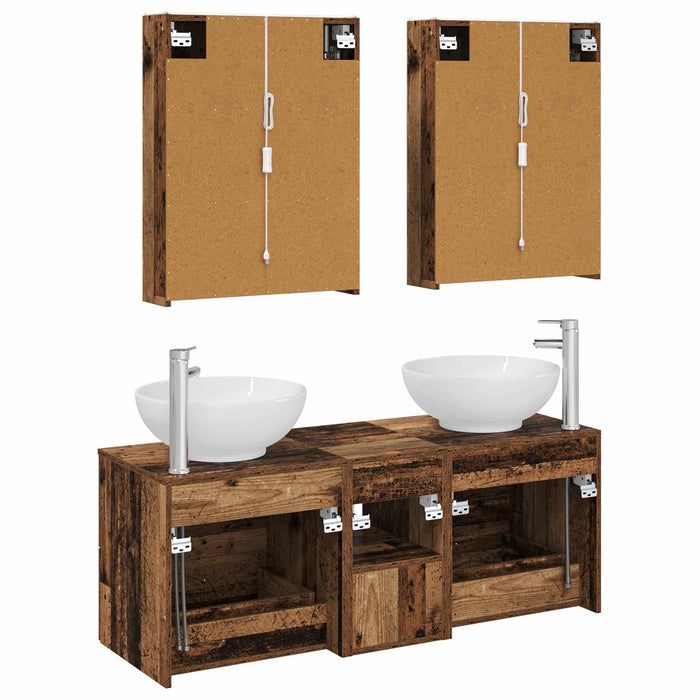 Set de mobilier pentru baie 5 pcs Lemn vechi WALTI