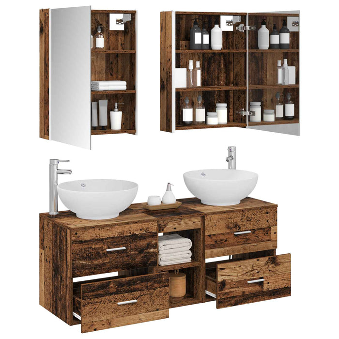 Set de mobilier pentru baie 5 pcs Lemn vechi WALTI