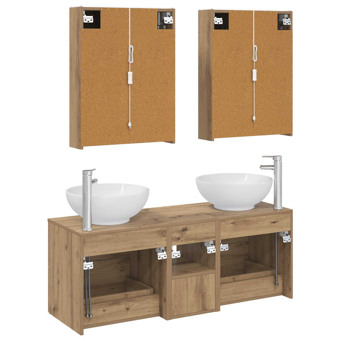 Set de mobilier pentru baie 5 pcs Stejar Artizanal WALTI
