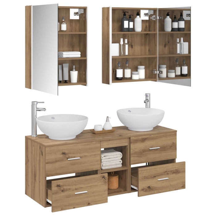 Set de mobilier pentru baie 5 pcs Stejar Artizanal WALTI