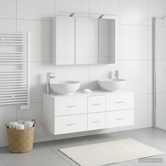 Set de mobilier pentru baie 4 pcs Alb Lemn prelucrat și sticlă WALTI
