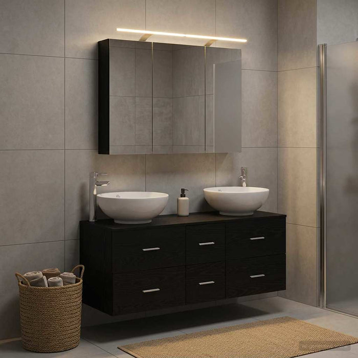 Set de mobilier pentru baie 4 buc. Stejar Negru WALTI