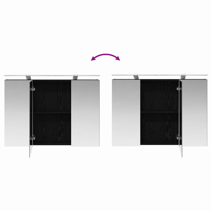 Set de mobilier pentru baie 4 pcs Stejar Negru WALTI